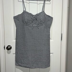 Women's Black and White Checkered Top